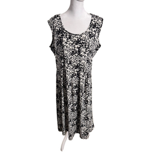 Kim Rogers Monochrome Floral Polyester Dress Sleeveless Petite Women Size PXL